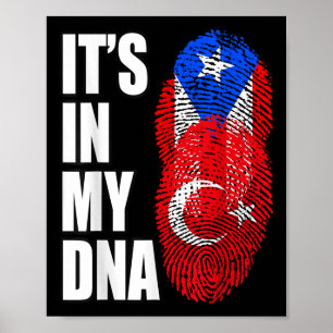 Turkish And Puerto Rican Mix Heritage Dna Flag Poster