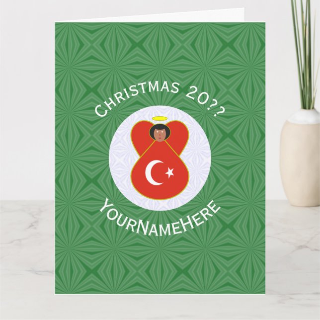 Turkish Angel Christmas Flag Personalized  Card (Front)