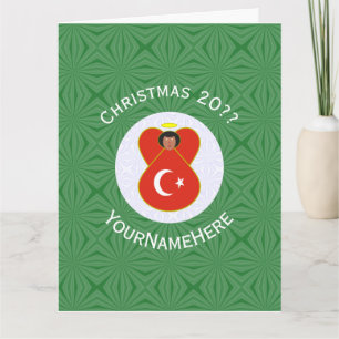 Turkish Angel Christmas Flag Personalized  Card
