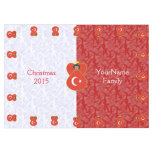 Turkish Angel Flag on Red and White Personalized  Tablecloth
