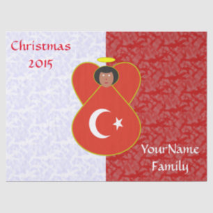 Turkish Angel Flag on Red and White Personalized Tissue Paper