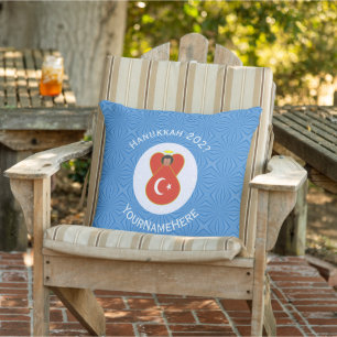 Turkish Angel Hanukkah Flag Personalized Outdoor Pillow