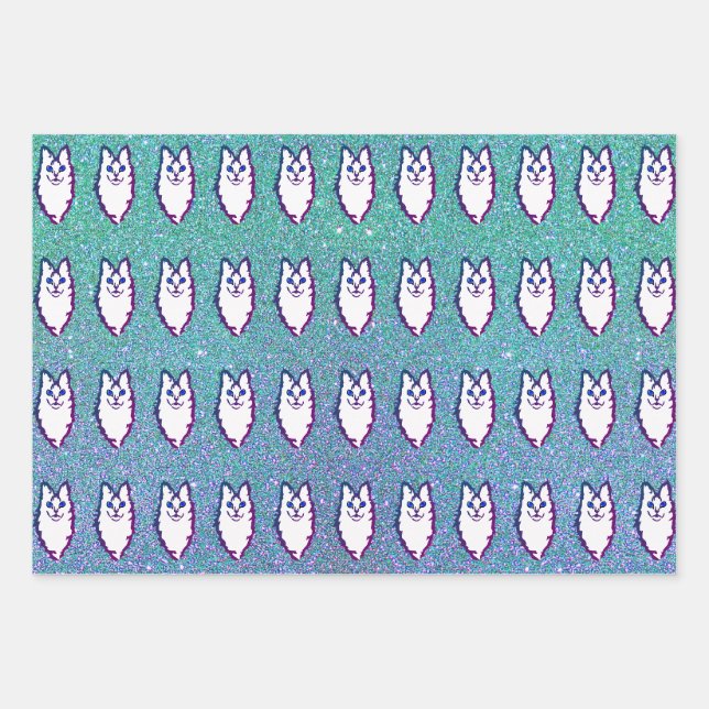 Turkish Angora Cat - Blue Eyed Angora  Wrapping Paper Sheet (Front)