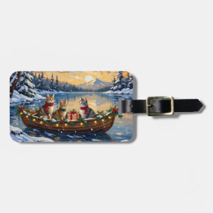 Turkish Angora Cat Christmas Boat Holiday Luggage Tag