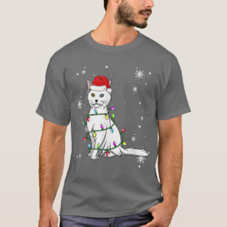 Turkish Angora Cat Christmas Lights Christmas Cat  T-Shirt