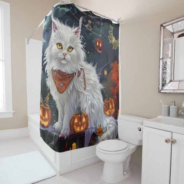 Turkish Angora Cat Halloween Spooky (In Situ)