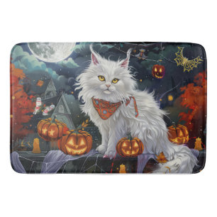 Turkish Angora Cat Halloween Spooky Bath Mat