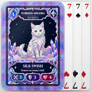 Turkish Angora Cat, Rainbow Foil Art Playing Cards