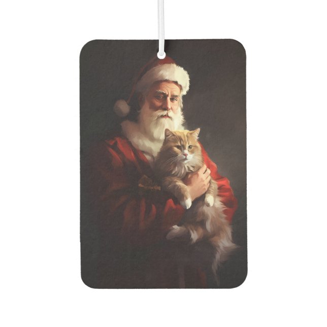 Turkish Angora Cat Santa Claus Festive Christmas  Air Freshener (Front)