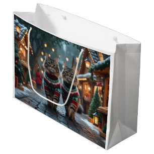Turkish Angora Cats Christmas Snow Holiday Large Gift Bag