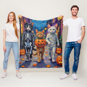 Turkish Angora Cats In Halloween Costumes Fleece Blanket