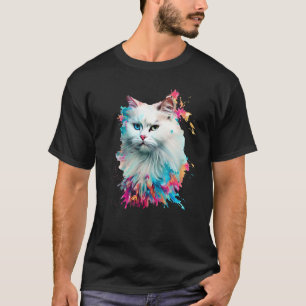 Turkish Angora Colourful Splashes Of Paint, Abstra T-Shirt