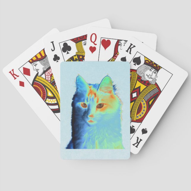 Turkish Angora - Neon Angora Cat Playing Cards (Back)