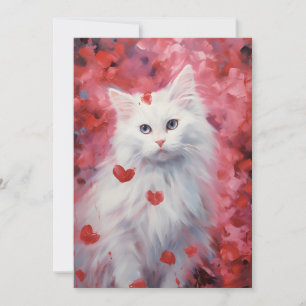 Turkish Angora Valentine's Day  Holiday Card