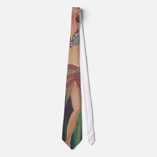 Turkish Belly Dancer With Traditional Art Backgrou Tie (Front)