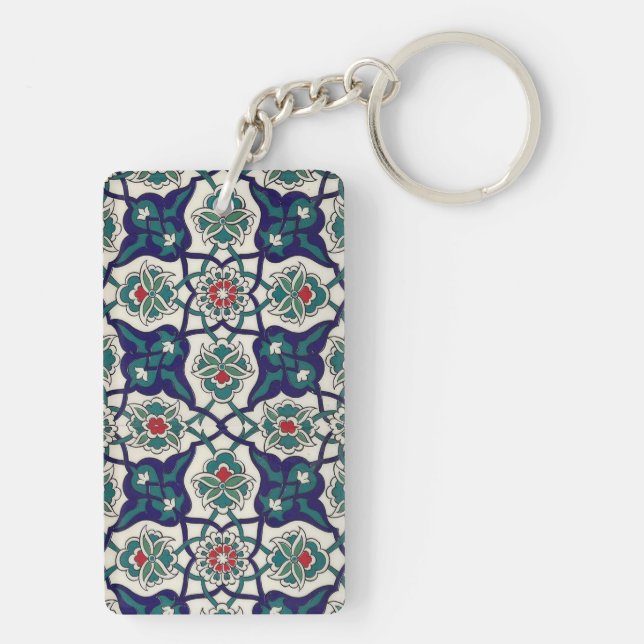 Turkish Blue  Ceramic Floral Keychain (Back)