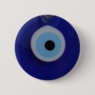 TURKISH BLUE GLASS EVIL EYE AMULET  Button