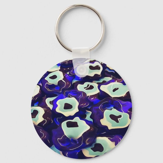 Turkish Boncuk Eye Shaped Amulet Bizarre Art Keychain (Front)