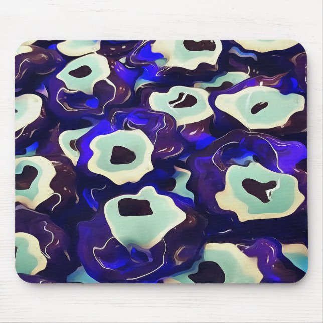 Turkish Boncuk Eye Shaped Amulet Bizarre Art Mouse Pad (Front)