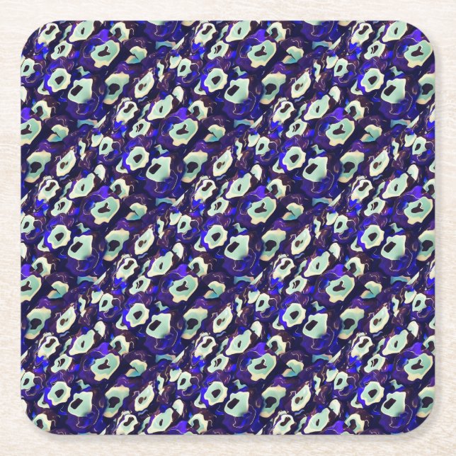 Turkish Boncuk Eye Shaped Amulet Bizarre Art Square Paper Coaster (Front)