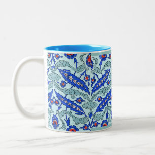 Turkish Border Turquoise Blue Tile Pattern Two-Tone Coffee Mug