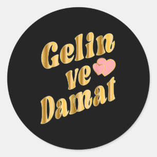 Turkish Bride Groom Wedding TÜrkiye Damat Gelin Classic Round Sticker