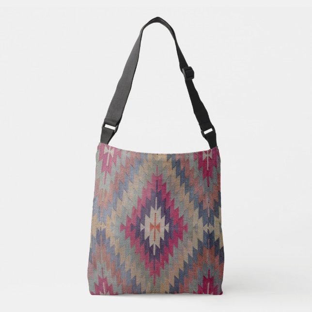Turkish Carpet Antique Kilim Rug Crossbody Bag (Front)