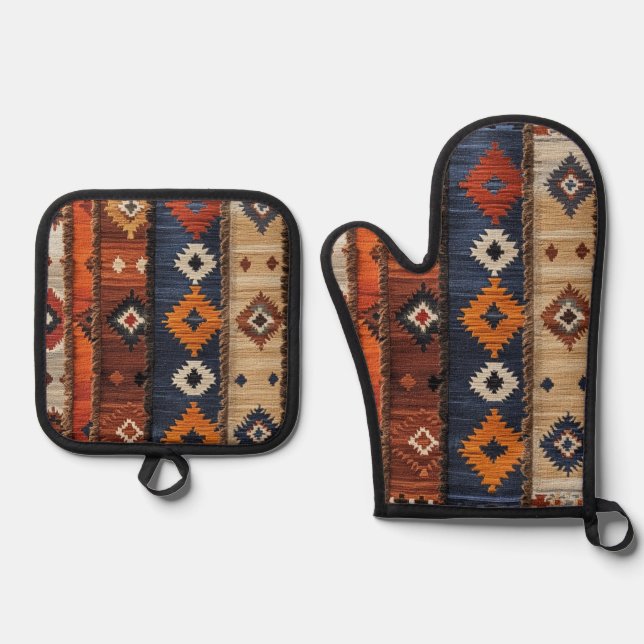Turkish Carpet  Oven Mitt & Pot Holder Set (Front)