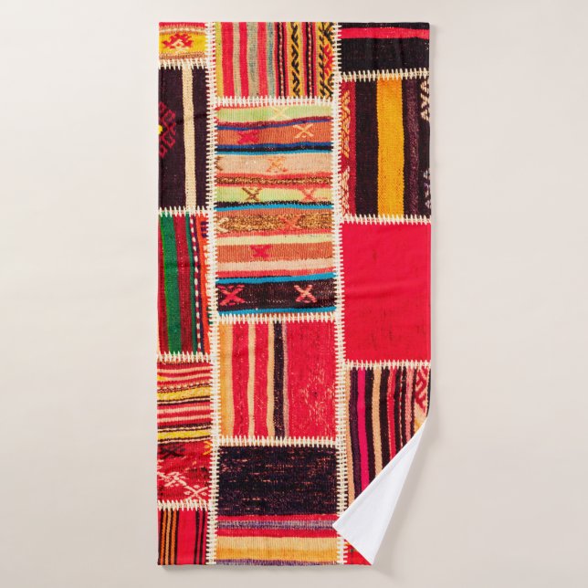 Turkish carpet patchwork handmade. Patchwork patte Bath Towel (Bath Towel)