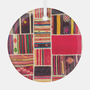 Turkish Carpet Patchwork Handmade Texture Glass Ornament