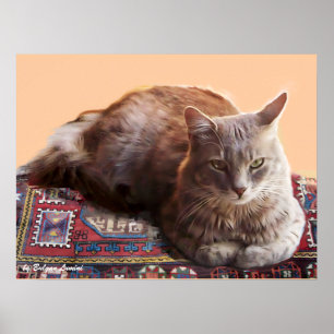 TURKISH CAT ON THE OLD CARPET POSTER