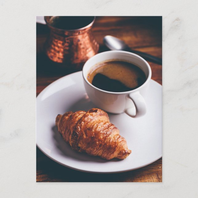 Turkish Coffee and Fresh Croissant Postcard (Front)