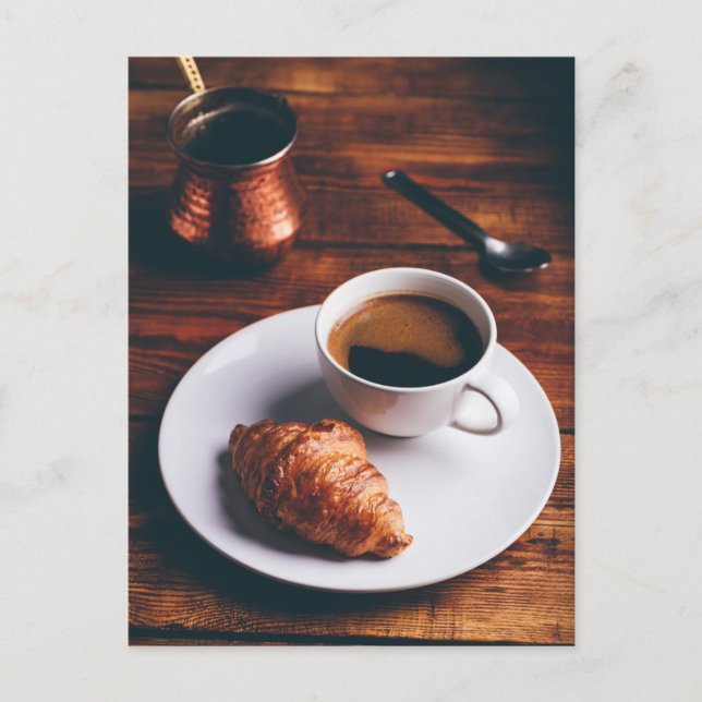 Turkish Coffee and Fresh Croissant Postcard (Front)