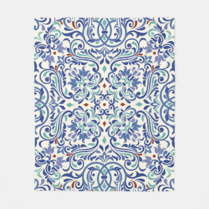 Turkish Colourful: Endless Tile Elegance. Fleece Blanket