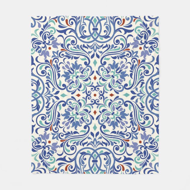 Turkish Colourful: Endless Tile Elegance. Fleece Blanket (Front)