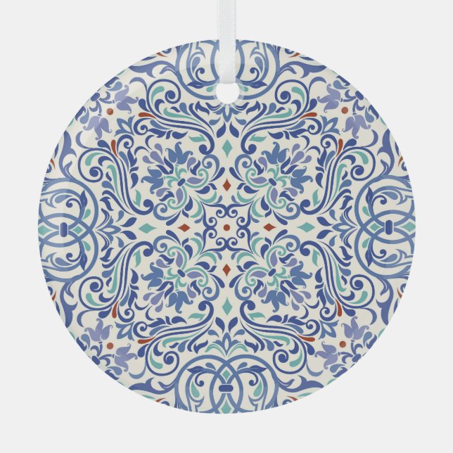 Turkish Colourful: Endless Tile Elegance. Glass Ornament (Front)