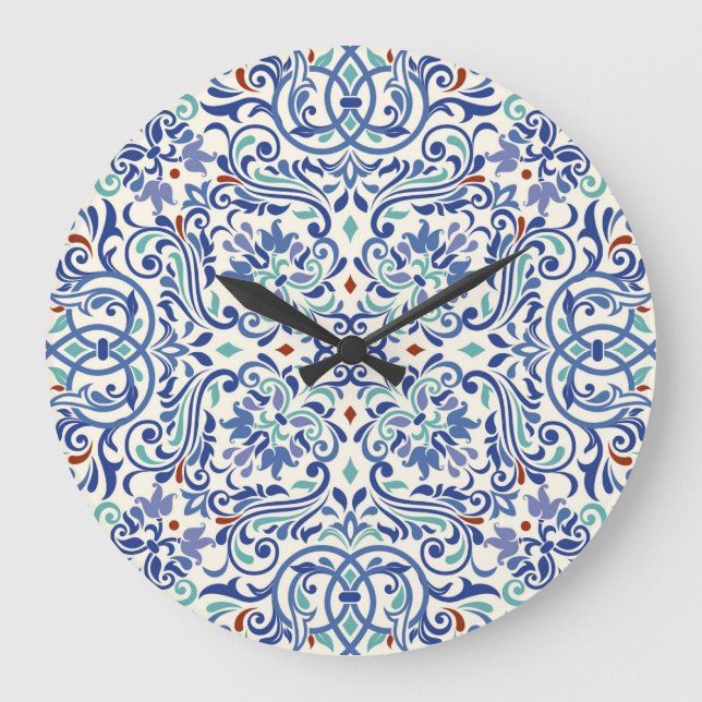 Turkish Colourful: Endless Tile Elegance. Large Clock (Front)