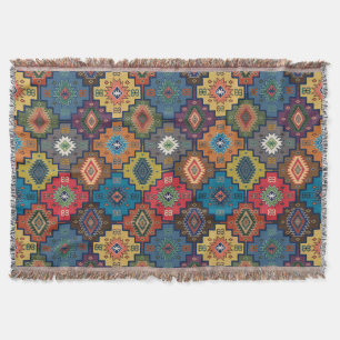 Turkish Colourful Ethnic Motif Pattern  Throw Blanket