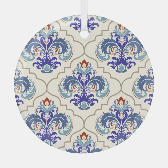 Turkish Colourful Pattern: Endless Beauty. Glass Ornament (Front)