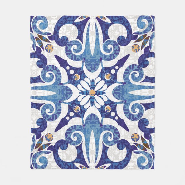 Turkish Colourful: Vintage Eastern Pattern Fleece Blanket (Front)