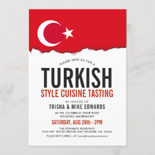 Turkish Cuisine   Party Flag White Invite