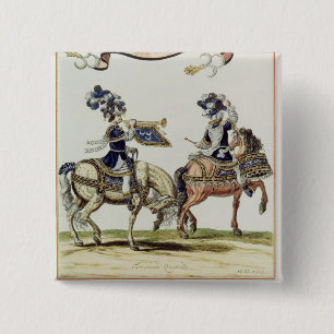 Turkish Drummer and Trumpeter 2 Inch Square Button