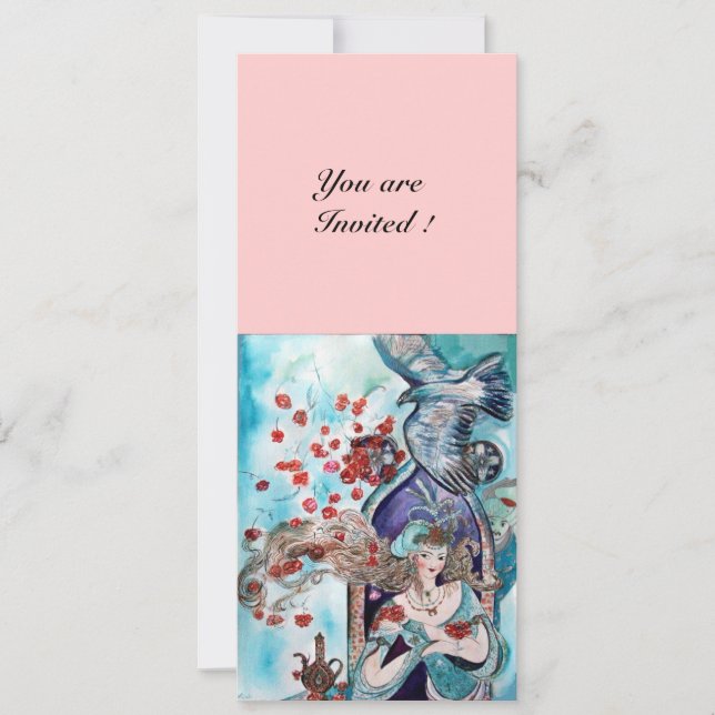 TURKISH FAIRY TALE ,bright red blue white pink Invitation (Front)