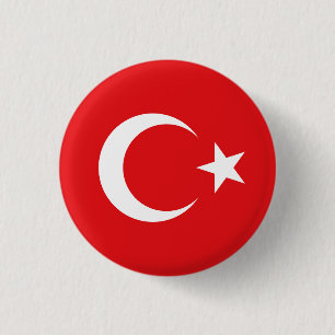 Turkish flag 1 inch round button