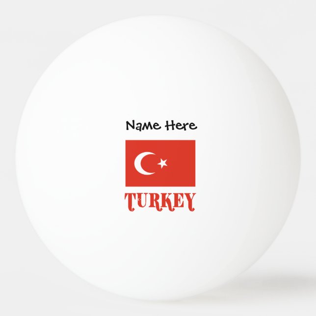 Turkish Flag and Turkey Personalized  Ping Pong Ball (Front)