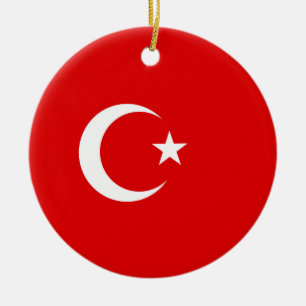 Turkish flag ceramic ornament