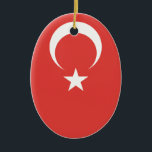 Turkish Flag Ceramic Ornament<br><div class="desc">The Funniest Ornaments,  T-shirts,  Hoodies,  Stickers,  Buttons and Novelty gifts from http://www.Shirtuosity.com.</div>