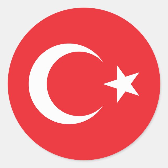 Turkish Flag Circle Classic Round Sticker (Front)