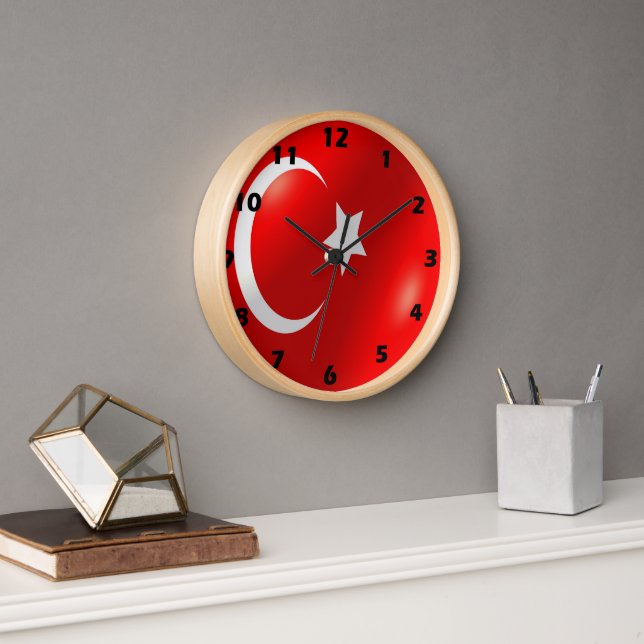 Turkish Flag Design Clock (Office)