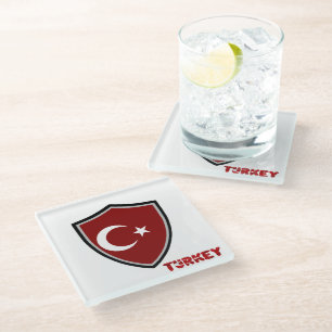 Turkish flag glass coaster